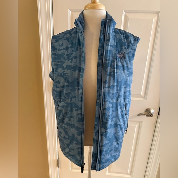 Johnnie-O Rippen 2 Way Zip Slate Blue Camouflage Puffer Vest-Size Medium-Golf - Picture 6 of 9